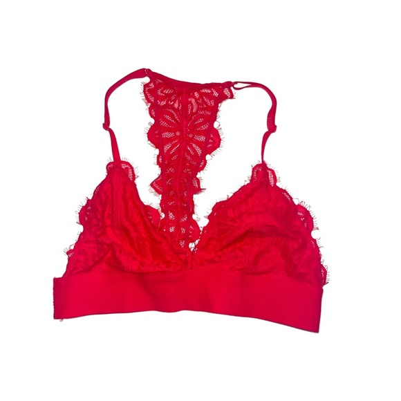 PINK Victoria’s Secret Red Lace Racerback Triangle Bralette Small Women’s - Picture 9 of 9
